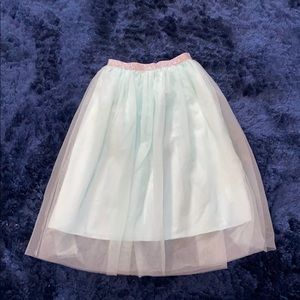 Teal Cat and Jack skirt with glitter waistband